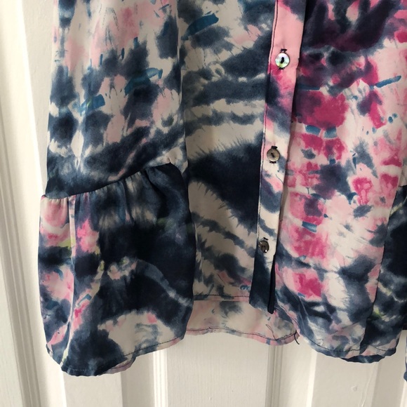 Eight sixty tie dye print tank top with ruffle - M - Picture 2 of 5